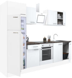 Leziter Mobilă de bucătărie Yorki 270, corp alb, față alb satinat, element cuptor inferior, frigider congelator superior (L270FHFH-SUT-FF)