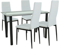 Leziter Set de masă Mezza 4+1 alb-negru (LUA120B_DA258WB_4)