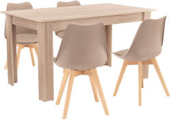 Leziter Set de masă Zara 4+1 bej-stejar Sonoma (LYET140ST_DA232ABE_4)
