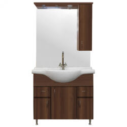 Leziter Mobilier complet de baie Bianca Plus 85, culoare Aida nuc, deschidere pe dreapta (B85ADADJ)