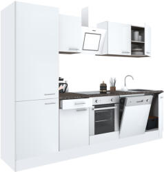Leziter Mobilă de bucătărie Yorki 280, corp alb, față alb satinat, element inferior cuptor, dulap raft (L280FHFH-SUT-PSZ)