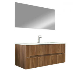 Leziter Mobilier de baie Trent 120 cu 1 lavoar ceramic cu oglindă 60x120 cm stejar apus de soare (TRENT1202F1MSST)