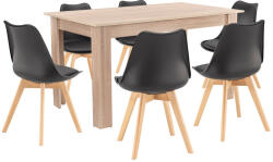 Leziter Set de masă Zara 6+1 negru-stejar Sonoma (LYET140ST_DA232AB_6)