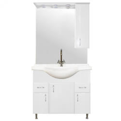 Leziter Mobilier complet de baie Bianca Plus 85, alb lucios, deschidere pe dreapta (B85MFFMFFJ)