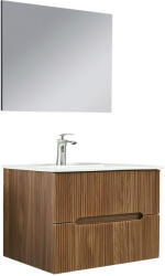 Leziter Mobilier de baie Trent 80 cm cu chiuvetă ceramică (2 sertare) și oglindă 60x80 cm stejar apus de soare (TRENT80SST)