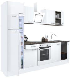 Leziter Mobilă de bucătărie Yorki 280, corp alb, față alb satinat, element cuptor inferior, frigider congelator superior (L280FHFH-SUT-FF)