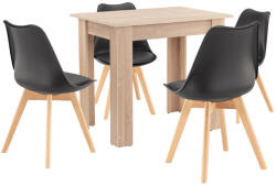 Leziter Set de masă Amina 4+1 negru-stejar Sonoma (LYET86ST_DA232AB_4)