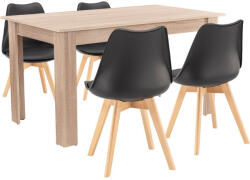 Leziter Set de masă Zara 4+1 negru-stejar Sonoma (LYET140ST_DA232AB_4)