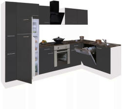 Leziter Dulap de bucătărie de colț Yorki 310, corp alb, față antracit satinat, element cuptor inferior, frigider congelator superior (LS310FHAN-SUT-FF)