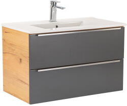 Leziter Dulap inferior Vario Trim 80 cu lavoar stejar-antracit (Vario053)