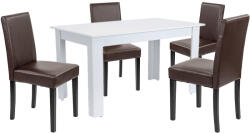 Leziter Set de masă Leon 4+1 alb-maro (LYET140F_LKE-BR_4)
