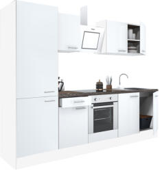 Leziter Mobilă de bucătărie Yorki 270, corp alb, față alb satinat, element inferior cuptor, dulap raft (L270FHFH-SUT-PSZ)
