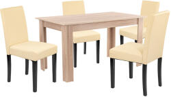 Leziter Set de masă Leon 4+1 stejar Sonoma-bej (LYET140ST_LKE-BE_4)