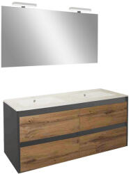 Leziter Mobilier complet de baie Porto Prime 120 în culoarea stejarului rustic antracit (POPR120ANCT)