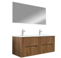 Leziter Mobilier de baie Trent 120 cm cu chiuvetă și oglindă ceramică 60x120 cm stejar apus de soare (TRENT120SST)