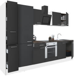 Leziter Mobilă de bucătărie Yorki 300, corp alb, față antracit satinat, element inferior cuptor, dulap raft (L300FHAN-SUT-PSZ)
