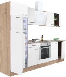 Leziter Mobilă de bucătărie Yorki 270, corp din stejar sonoma, față alb satinat, element cuptor inferior, frigider congelator superior (L270STFH-SUT-FF)