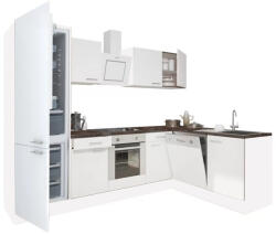 Leziter Mobilă de bucătărie de colț Yorki 280, corp alb, față alb satinat, element inferior cuptor, frigider cu dedurizator de gătit inferior (LS280FHFH-SUT-AF)