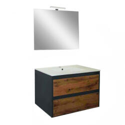 Leziter Mobilier complet de baie Porto Prime 80 în culoarea stejarului rustic antracit (POPR80ANCT)