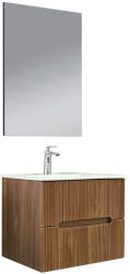Leziter Mobilier de baie Trent 60 cm cu chiuvetă ceramică (2 sertare) și oglindă 60x80 cm stejar apus de soare (TRENT60SST)