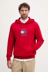 Tommy Hilfiger pamut melegítőfelső piros, nyomott mintás, kapucnis, MW0MW41332 - piros M