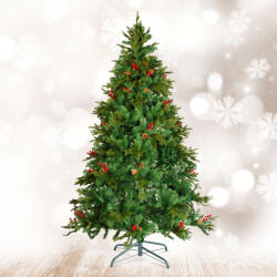  Műfenyő - 210 cm - PE / PVC - piros bogyóval (56481D) - platinashop