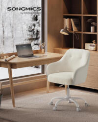 SONGMICS OBG019W01 Ergonomikus Forgószék Sherpa Szövettel Krémfehér (EUZ-OBG019W01)