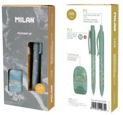 MILAN P1 toll + töltőceruza + radír hegyezővel, ajándékdobozban - zöld