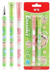 M&G iErase Soft Animals zselés/gumis roll-on golyóstoll - Bagoly (0, 7 mm) kék utántöltő - 2 db-os készlet
