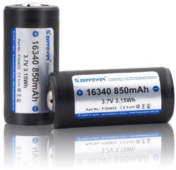 KeepPower RCR123A 850mAh 16340 3, 7V Lithium tölthető fotó elem (KeepPower-16340-850)