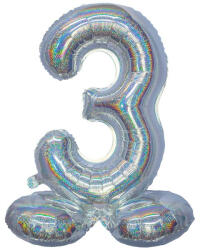  Ezüst színű hologramos lábas lufi - 3