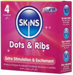 Skins - bordázott és pontozott óvszer (4db) - sexshopcenter