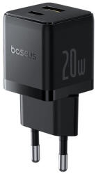 Baseus Palm hálózati gyorstöltő 20W, USB Type-C + USB Type-A, fekete (P10111608113-00) - bstrade