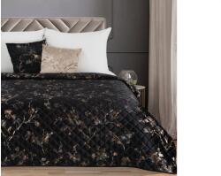 EUROFIRANY Blink5 bársony ágytakaró fényes virágos ág mintával Fekete 200x220 cm