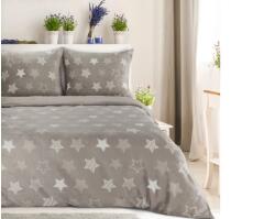 Eurofirany Flano puha ágyneműhuzat csillagos mintával Bézs 220x200 cm - 70x90 cm 2db