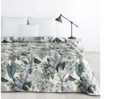 EUROFIRANY Davos2 bársony ágytakaró egzotikus levélmintával Zöld 200x220 cm