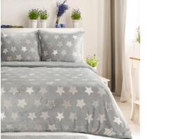 Eurofirany Flano puha ágyneműhuzat csillagos mintával Ezüst 160x200 cm - 70x90 cm 2db