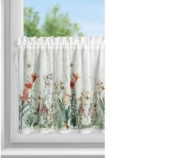 EUROFIRANY Amarílisz mintás modern vitrázs függöny Fehér 60x150 cm