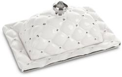 Eurofirany Adore steppelt hatású kerámia fedeles tál téglalap Fehér 21x15x10 cm