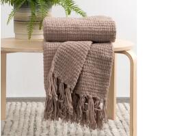 EUROFIRANY Suzi rojtos szőtt takaró zsenília anyagból Sötét bézs 130x170 cm