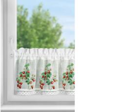 EUROFIRANY Eper mintás modern konyhai vitrázs függöny Fehér 30x150 cm