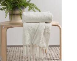 EUROFIRANY Milo, rojtos szőtt takaró domború mintával Fehér 130x170 cm