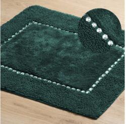 EUROFIRANY Chic pamut fürdőszobaszőnyeg kristályokkal Sötétzöld 60x90 cm