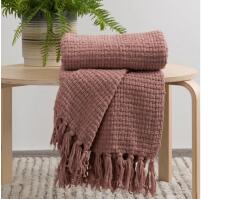 EUROFIRANY Suzi rojtos szőtt takaró zsenília anyagból Sötét rózsaszín 130x170 cm