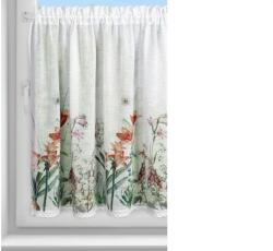 EUROFIRANY Amarílisz mintás modern vitrázs függöny Fehér 90x150 cm
