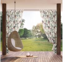 EUROFIRANY Garden2 vízálló mintás kerti függöny elkötővel Fehér 155x260 cm
