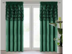EUROFIRANY Aura zöld fodros dekor függöny Sötétzöld 140x270 cm