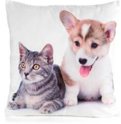 Eurofirany Animal70 cicás kutyás párnahuzat Fehér 45x45 cm