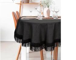 EUROFIRANY Tina prémium terítő bolyhos rojtokkal Fekete 120 cm