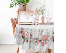 EUROFIRANY Summer12 asztalterítő nyári virágokkal 140 cm Natúr